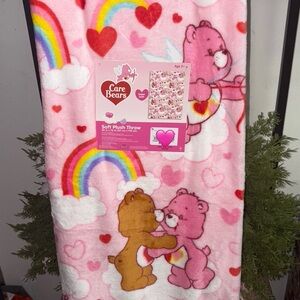 Care Bears Pink and Brown Valentine Plush Blanket